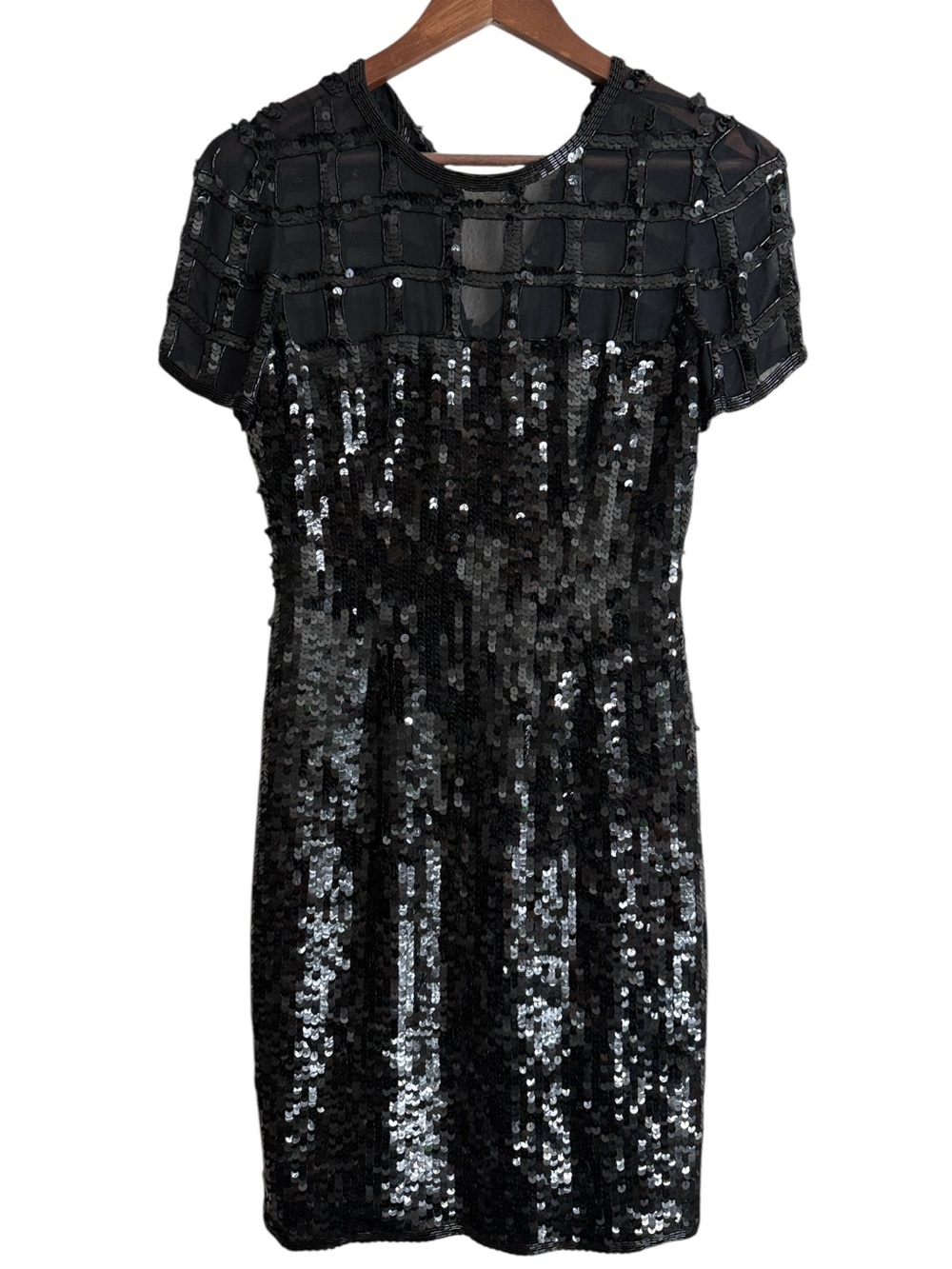 A.J. Bari Petites | Vintage 80's Black Sequin Short Sleeve Short Dress | Size 2